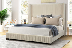 King Upholstered Bed in a Box Beige