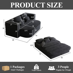 75''2-in-1 Foldable Sofa,Convertible Sleeper Foam Sofa Bed with Multi Functional Blanket, Corduroy Floor folding sofa bed,  Floor Sofa Lounge Sofa for Living Room Bedroom Lounge Studio