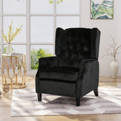 Pushback Recliner Chair, Fabric Armchair Push Back Recliner with Rivet Decoration, Mid Century Wingback Accent Chair for Living Room, Bedroom