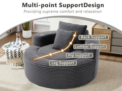 Round Sofa Bed with Memory Foam Sectional Couches for Living Room, Cloud Couch with three pillows, Dark Grey