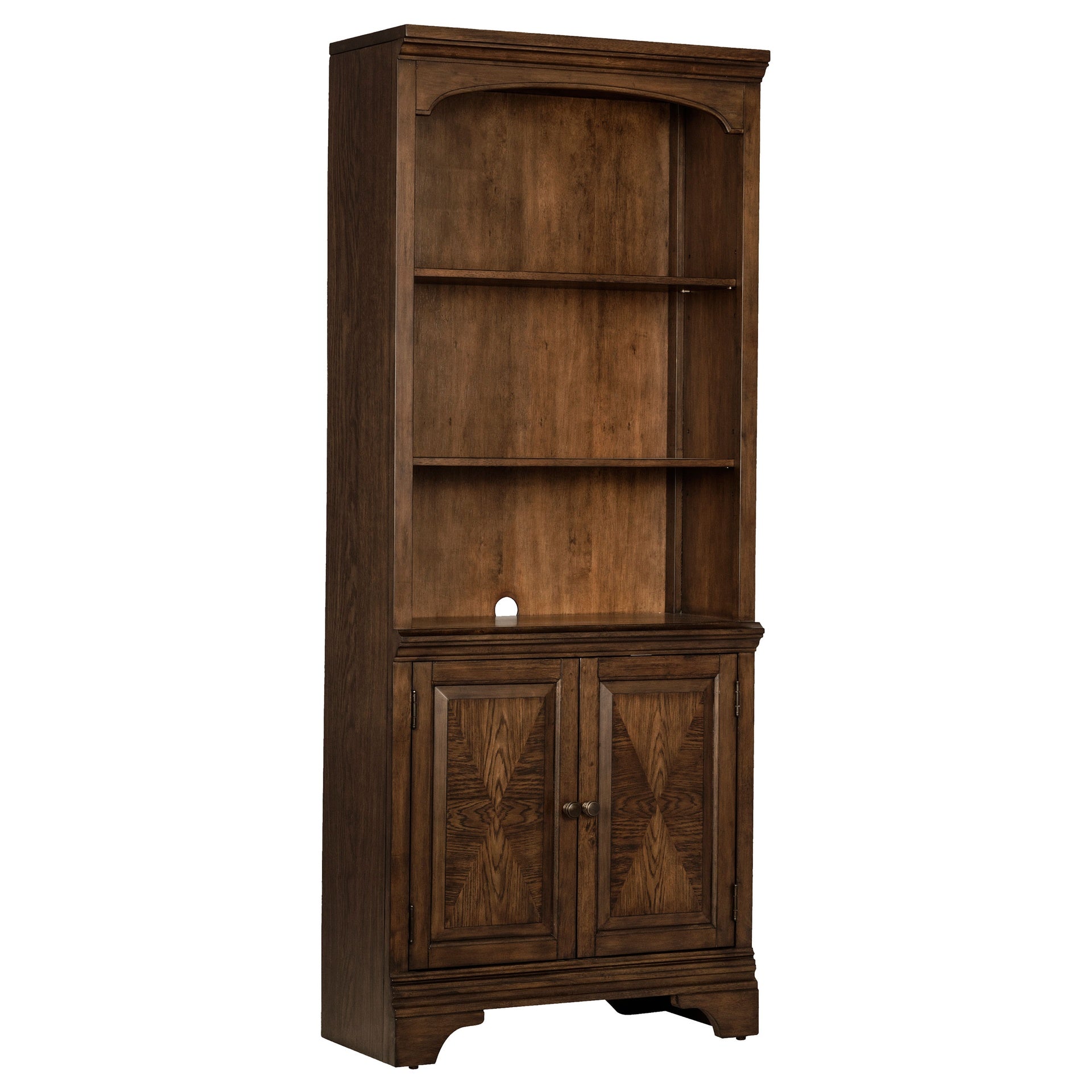 Stigham Burnished Oak Bookcase with 2-door Cabinet