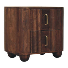 Solid Wood Marlowe Fluted Nightstand,Brown,2-Drawers