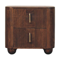 Solid Wood Marlowe Fluted Nightstand,Brown,2-Drawers