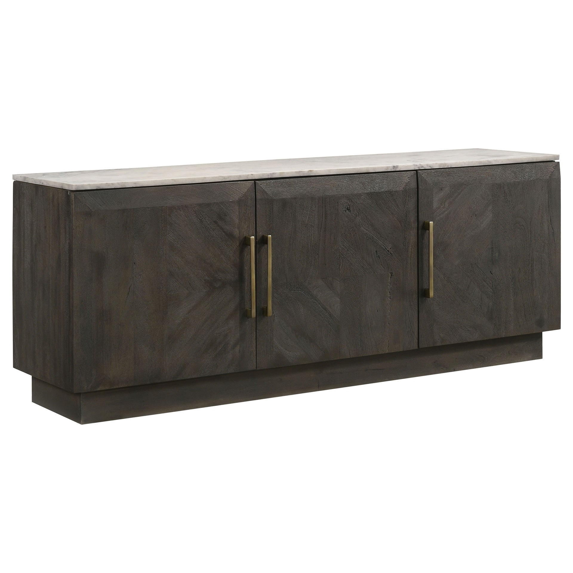 Metzger Tobacco Grey 3-door Marble Top Sideboard Buffet