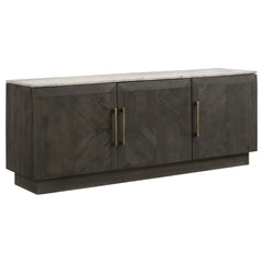 Metzger Tobacco Grey 3-door Marble Top Sideboard Buffet