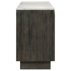 Metzger Tobacco Grey 3-door Marble Top Sideboard Buffet