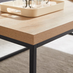 47-Inch Natural Oak Coffee Table for Living Room, Modern Industrial Rectangular Wood and Metal Center Table with Extra Thick Tabletop (Natural Wood)