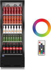 Commercial Display Refrigerator, Upright Swing Glass Door Merchandiser Fridge with LED Lightning, Reach-in Beverage Cooler for Shop Restaurant, ETL Approved, 8 Cu. Ft, Black