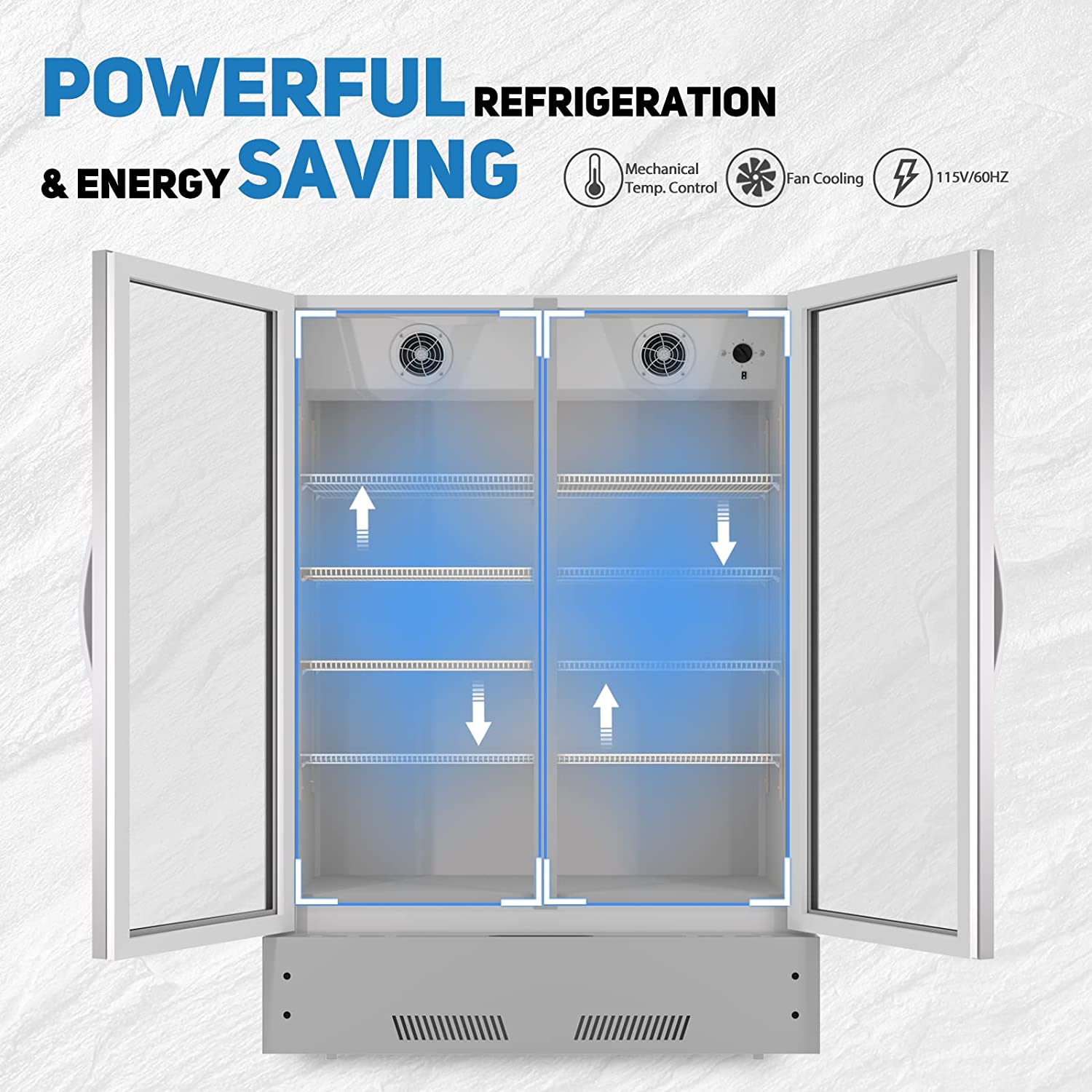 Commercial Display Refrigerator, Upright Swing Glass Door Merchandiser Fridge with LED Lightning, Reach-in Beverage Cooler for Shop Restaurant, ETL Approved, 17.1 Cu. Ft, Silver