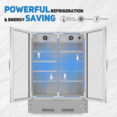 Commercial Display Refrigerator, Upright Swing Glass Door Merchandiser Fridge with LED Lightning, Reach-in Beverage Cooler for Shop Restaurant, ETL Approved, 17.1 Cu. Ft, Silver