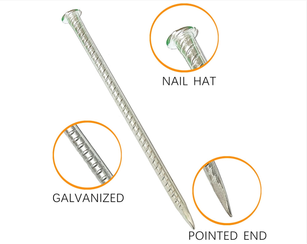 0.4 in. x 12 in. Silver Steel Rebar Ground Pins (8 Pack) - Heavy Duty Landscaping Anchors for Weed Barrier, Netting & Erosion Control