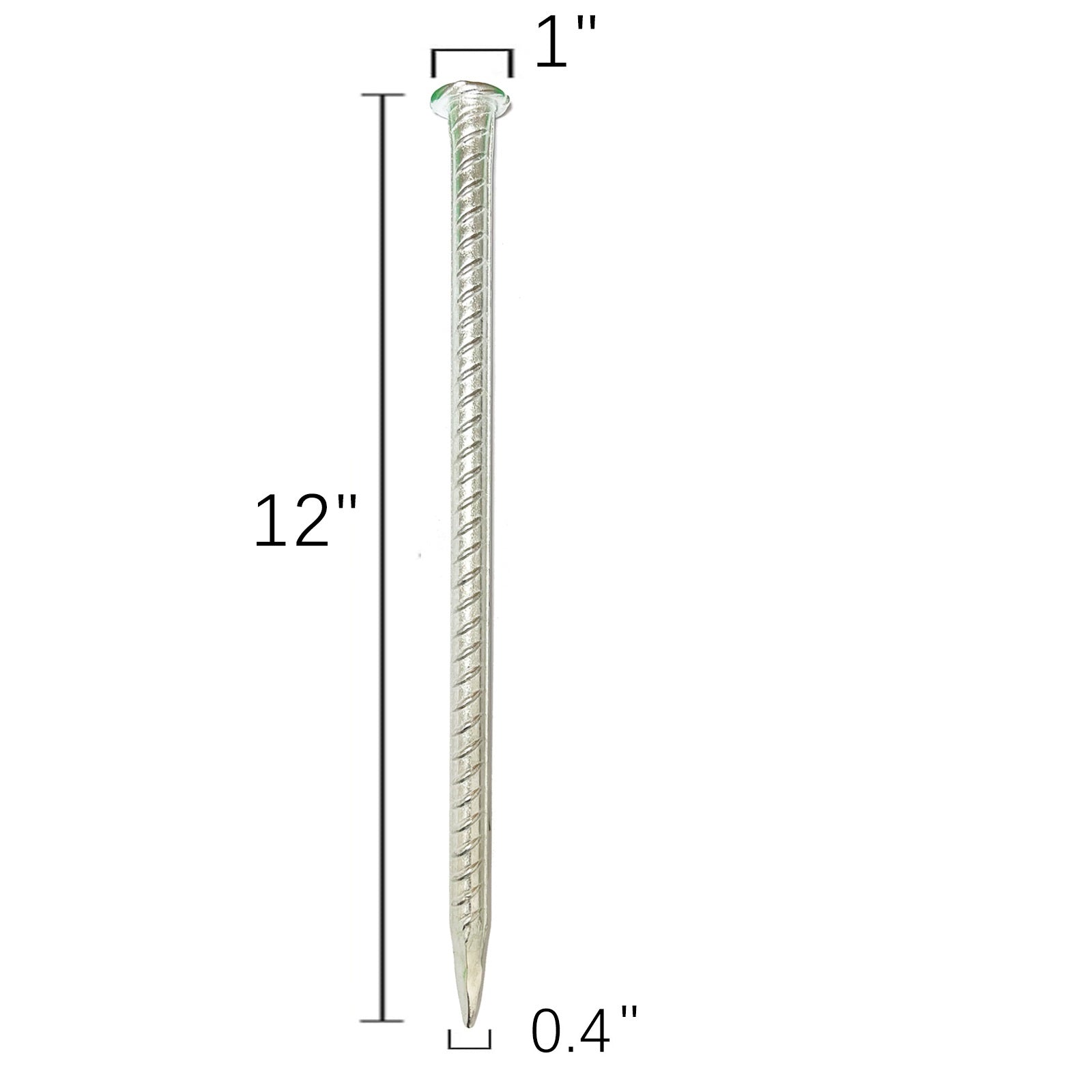 0.4 in. x 12 in. Silver Steel Rebar Ground Pins (8 Pack) - Heavy Duty Landscaping Anchors for Weed Barrier, Netting & Erosion Control