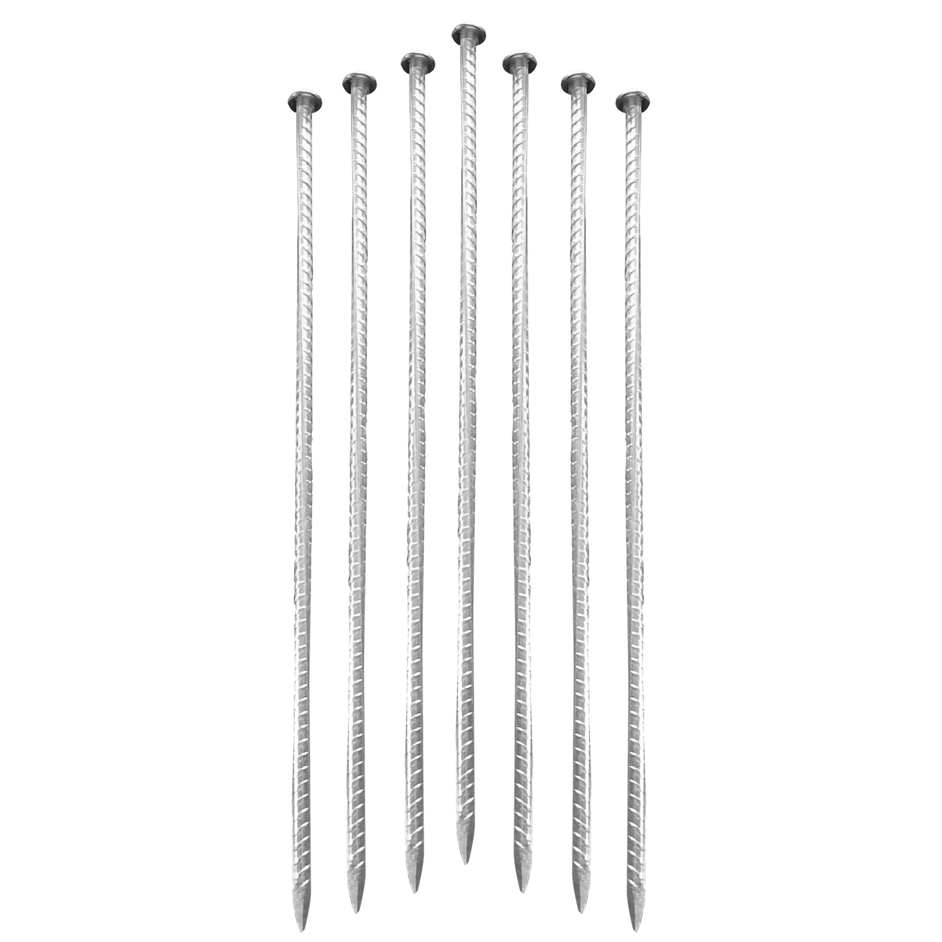 0.4 in. x 12 in. Silver Steel Rebar Ground Pins (8 Pack) - Heavy Duty Landscaping Anchors for Weed Barrier, Netting & Erosion Control