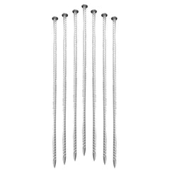 0.4 in. x 12 in. Silver Steel Rebar Ground Pins (8 Pack) - Heavy Duty Landscaping Anchors for Weed Barrier, Netting & Erosion Control