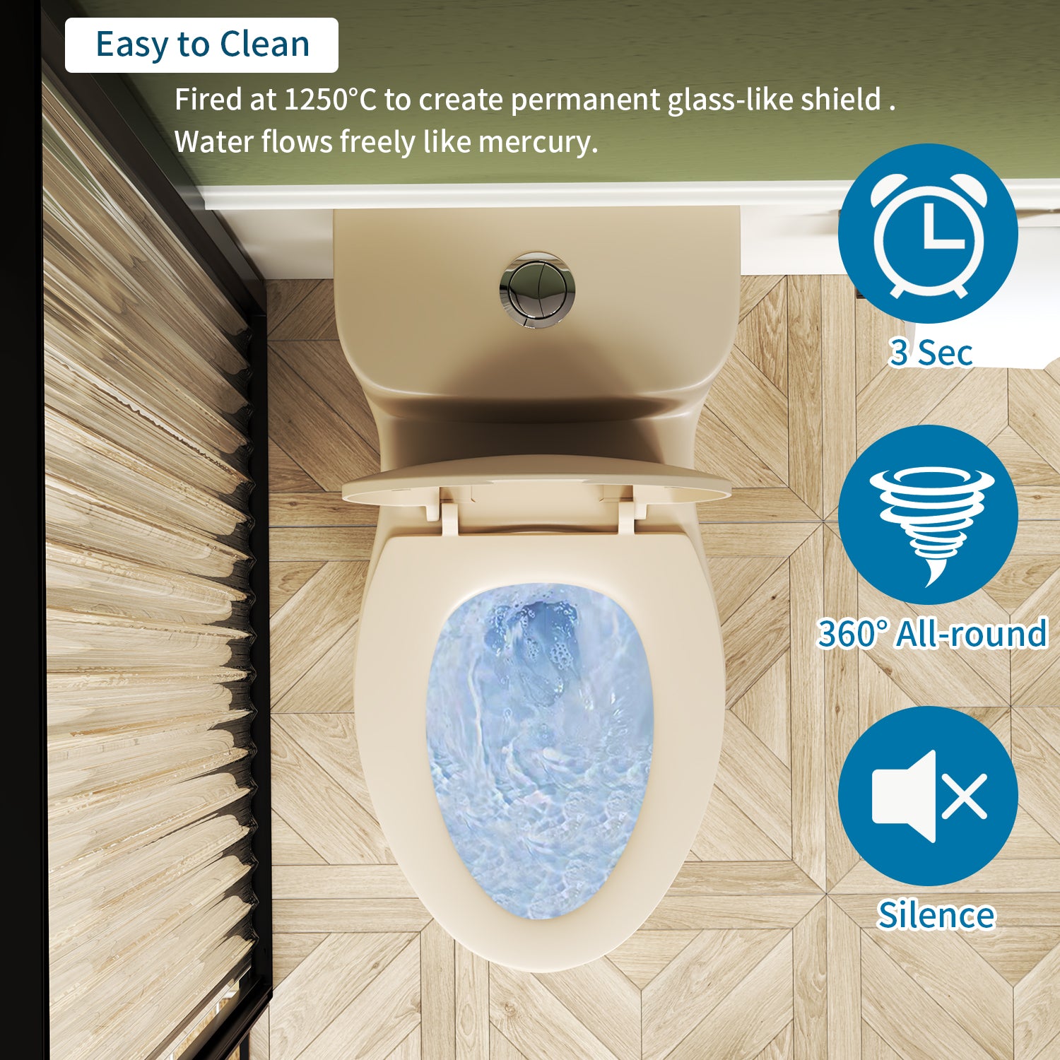 1.1/1.6 GPF Tornado Flush One-Piece Toilet with Comfort Chair Seat ADA Height 17",Powerful & Quiet Dual Flush Modern Toilet,Siphonic S-trap 12",Rimless Bowl with Soft Closing Seat, khaki
2KK-006