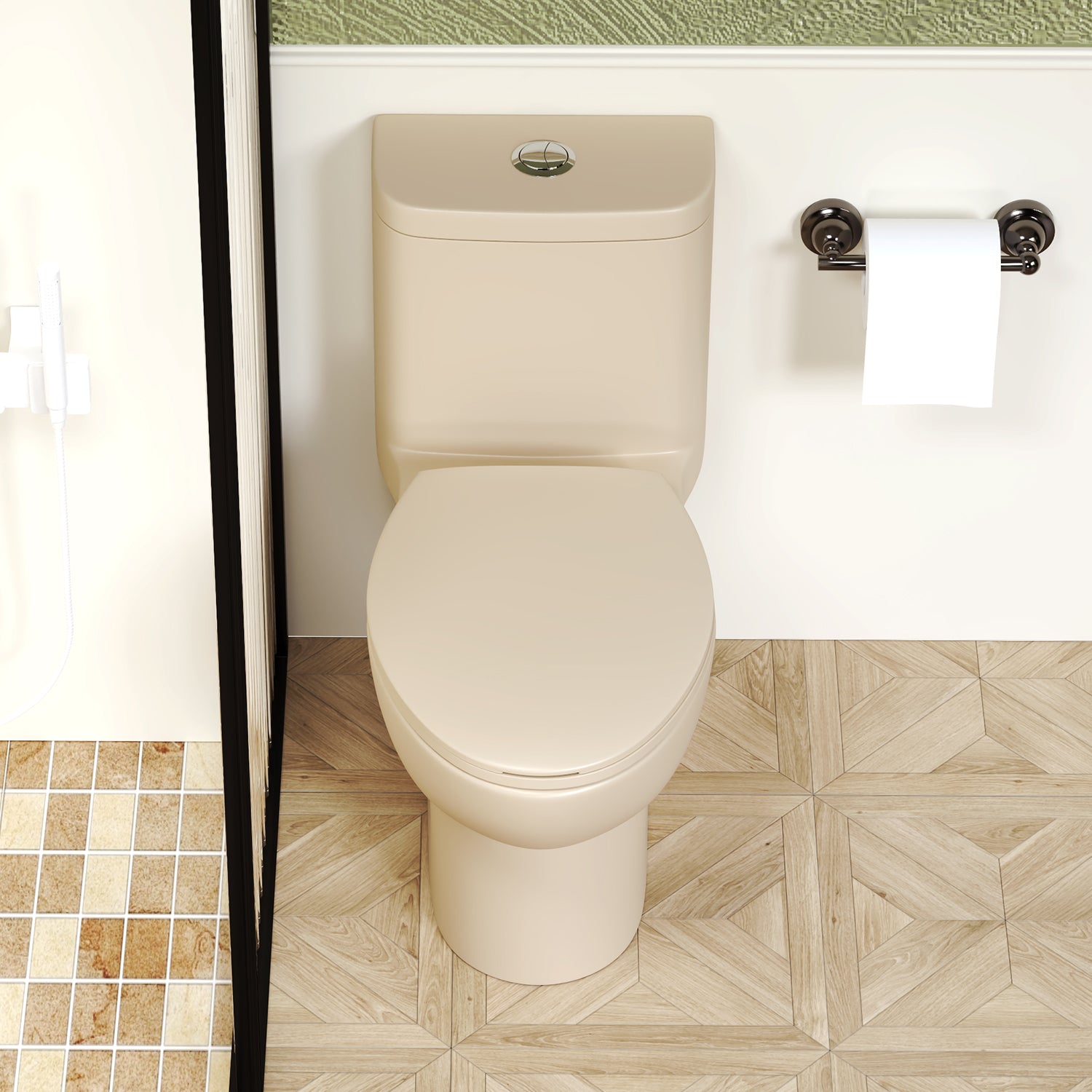 1.1/1.6 GPF Tornado Flush One-Piece Toilet with Comfort Chair Seat ADA Height 17",Powerful & Quiet Dual Flush Modern Toilet,Siphonic S-trap 12",Rimless Bowl with Soft Closing Seat, khaki
2KK-006