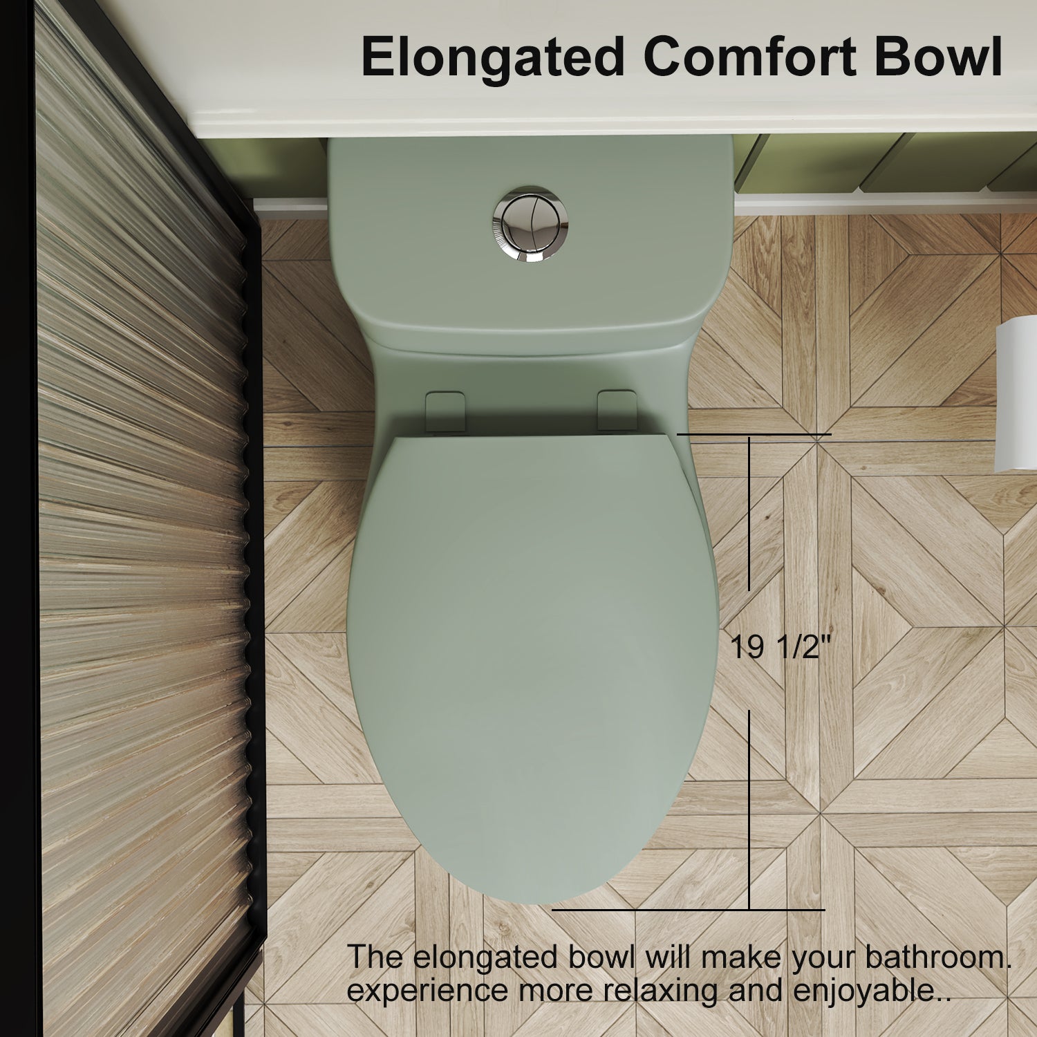 1.1/1.6 GPF Tornado Flush One-Piece Toilet with Comfort Chair Seat ADA Height 17",Powerful & Quiet Dual Flush Modern Toilet,Siphonic S-trap 12",Rimless Bowl with Soft Closing Seat,Green
 2GN-006