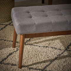 Mid-Century Ottoman for for Entryway Dining Room Living Room Bedroom End of Bed, Upholstered Fabric Design with Button-Tufted Detail