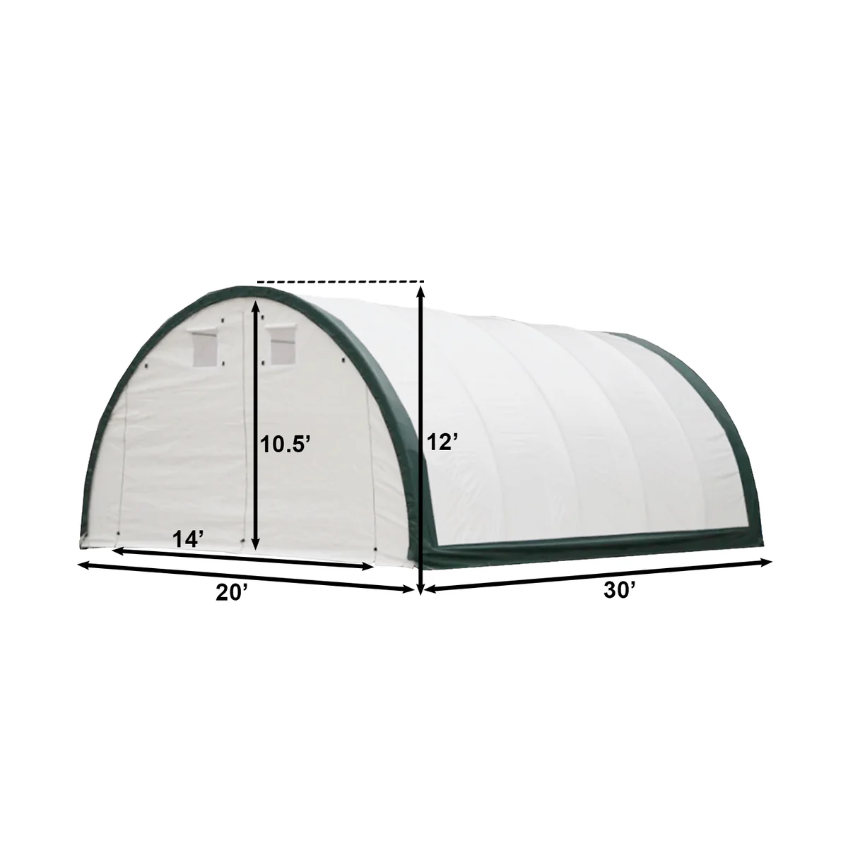 Single Truss Arch Storage Shelter W20'xL30'xH12' 11oz PE