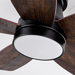 Ceiling Fans with Lights and Remote, 32 Inch Low Profile Ceiling Fan with Light, Flush Mount, Reversible, 3CCT, Dimmable Black Modern Ceiling Fan for Bedroom, Living Room, Outdoor Patio