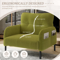 UNITED WE WIN corduroy fabric, comfortable monochrome single person wide seat chair, suitable for living rooms and bedrooms