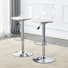 Modern minimalist bar chairs and bar stools. Can rotate 360 ° and adjust lifting. PET backrest and PU seats. Set of 2. Suitable for bars, restaurants, and front desk cashiers. W1151P172644