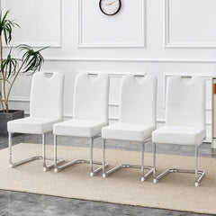 Set of 4 white thickened dining chairs with built- in spring packages and ergonomic design,perfectly blending comfort and elegance,with product dimensions of 15.7*20*38.2 inches.