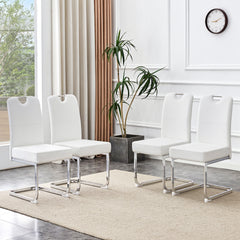 Set of 4 white thickened dining chairs with built- in spring packages and ergonomic design,perfectly blending comfort and elegance,with product dimensions of 15.7*20*38.2 inches.
