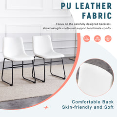 Set of 4 Classic White PU Leather Chairs, A stylish seat perfect for modern minimalist and industrial style environments, with dimensions of 17.7*20.8*37 inches.