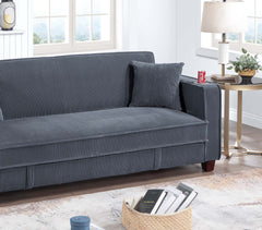 Contemporary Style 1pc Convertible Sofa Square Arms Built In Cup Holders Hidden Storage Matching Throw Pillow USB Port Dark Gray Finish Primary Living Room