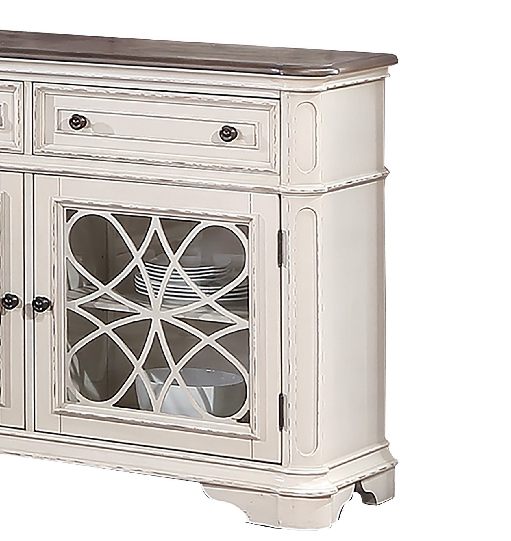 Traditional Style Antique White Finish 1pc Server Drawers Storage Cabinet Wooden Furniture Dining Room Furniture