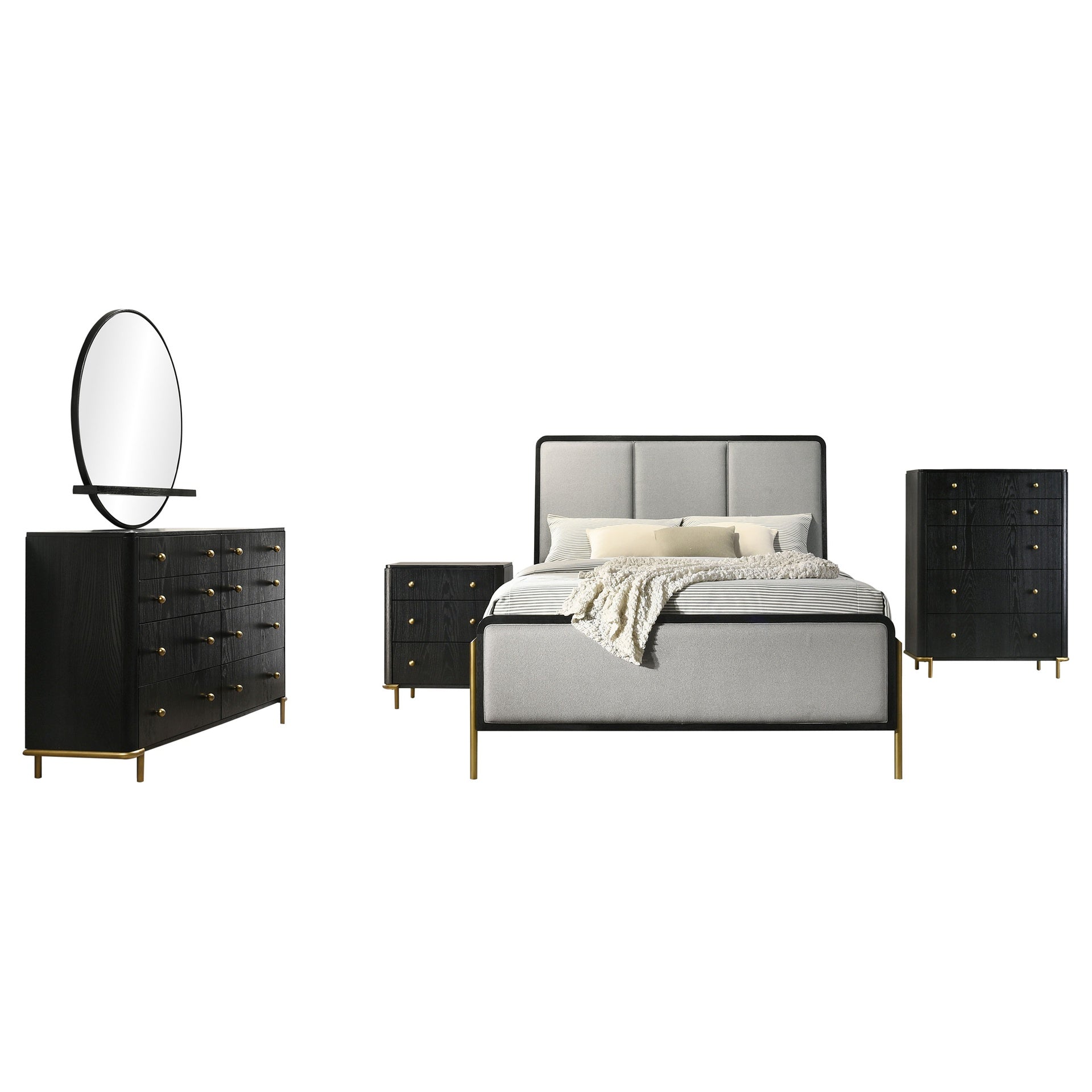 Anser Black and Grey 5-piece Eastern King Bedroom Set