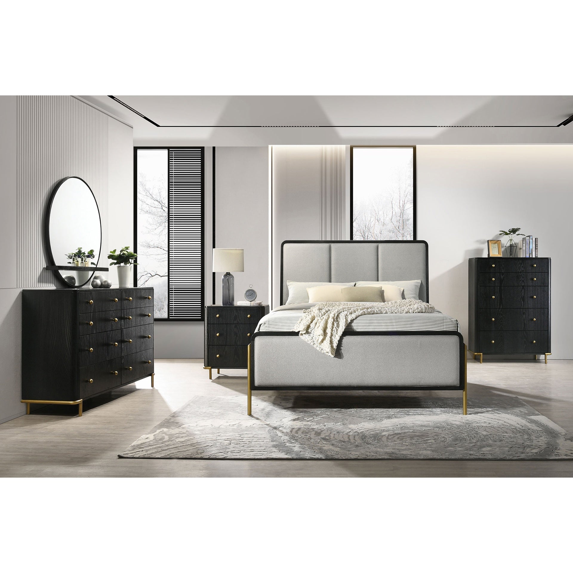Anser Black and Grey 5-piece Eastern King Bedroom Set