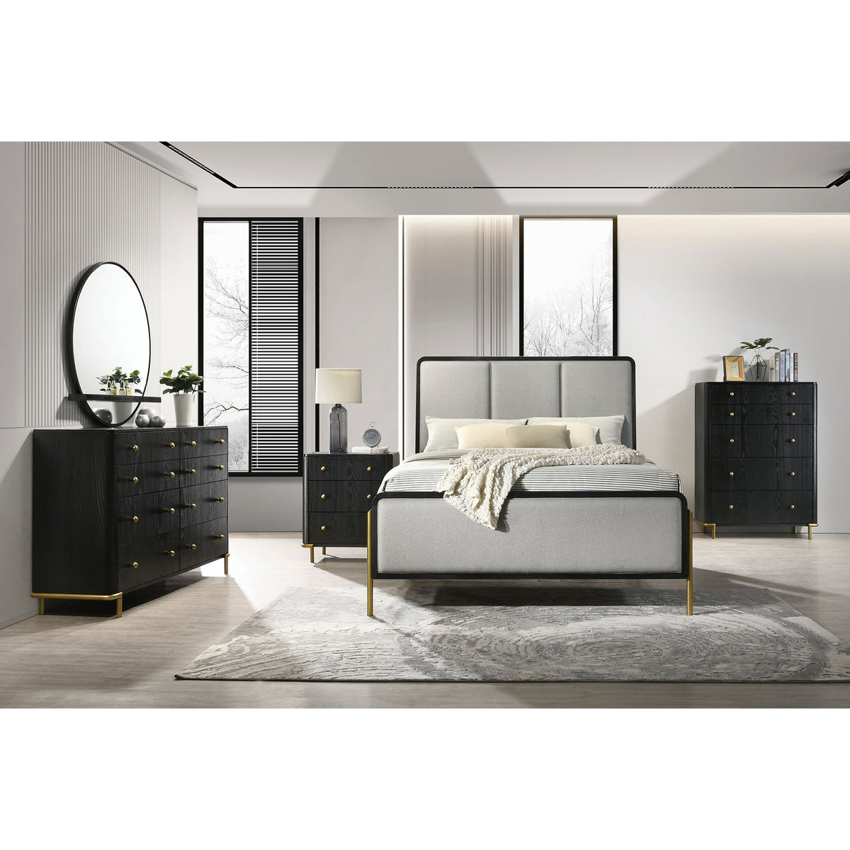 Anser Black and Grey 5-piece Eastern King Bedroom Set