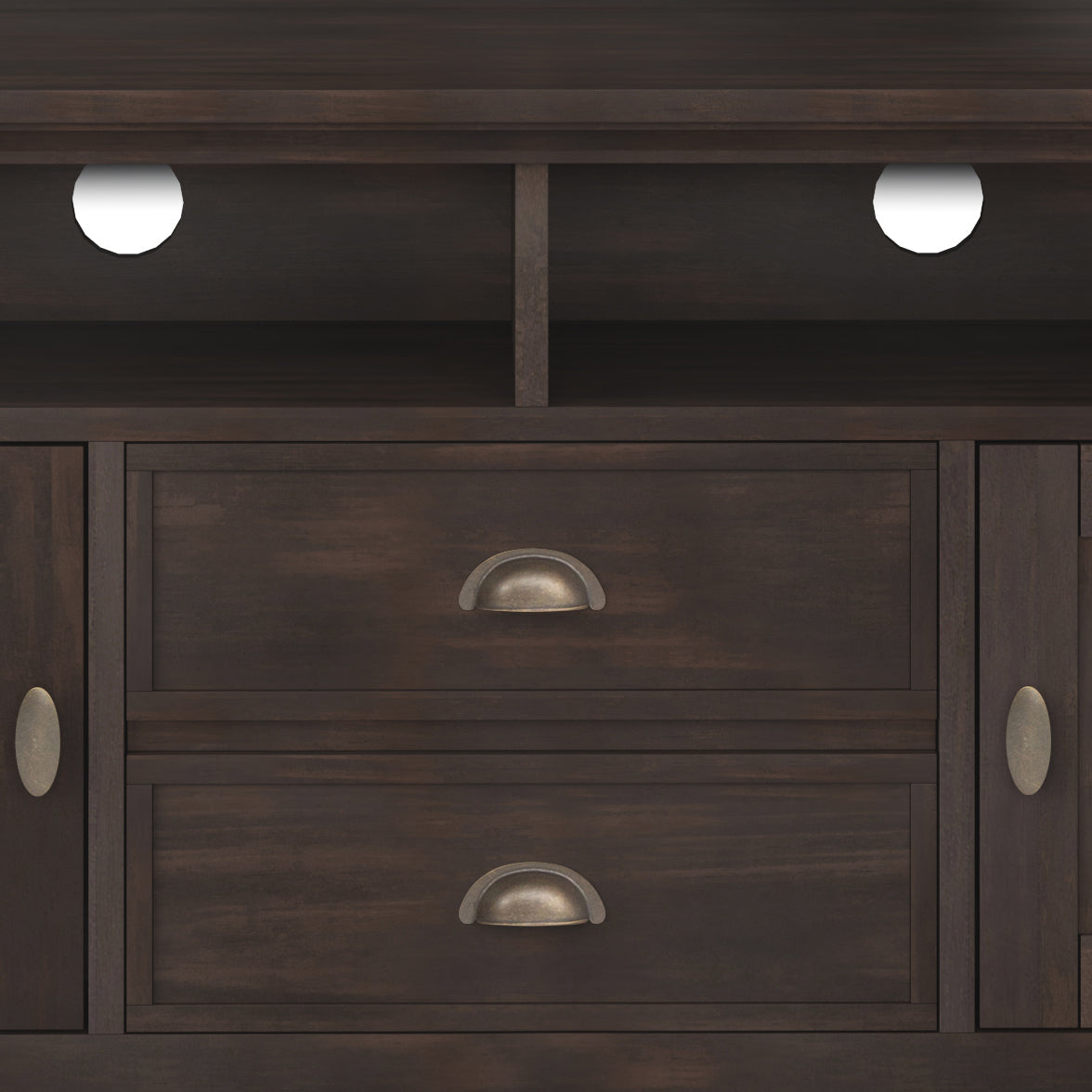 Redmond 72 inch Wide Solid Wood TV Stand in Brunette Brown For TVs up to 80 inches