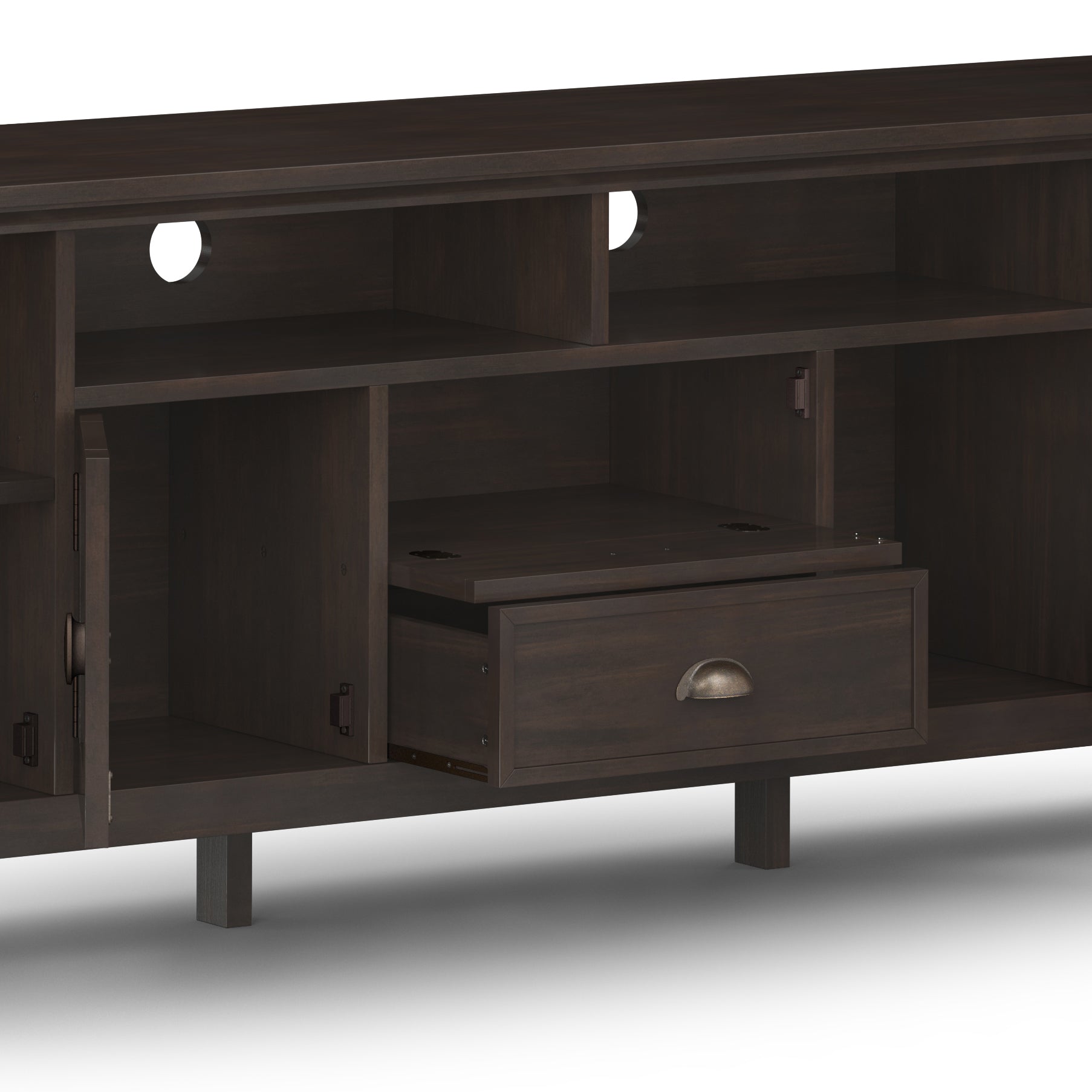 Redmond 72 inch Wide Solid Wood TV Stand in Brunette Brown For TVs up to 80 inches