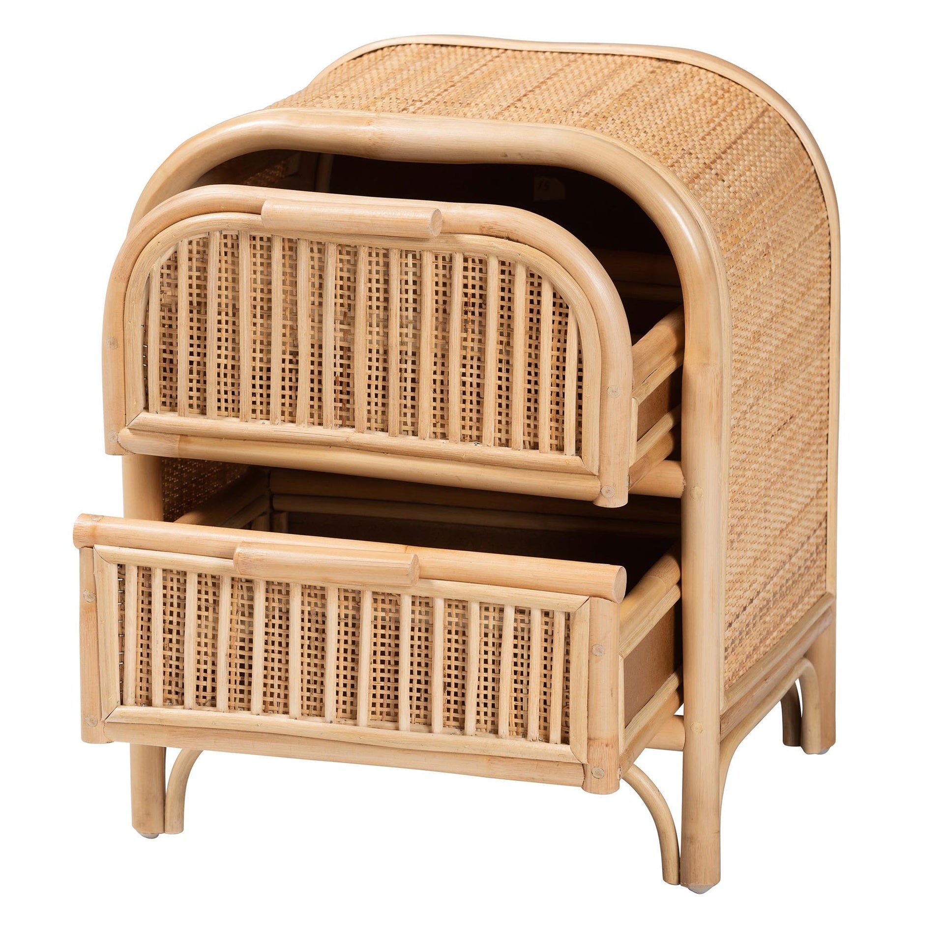 Bohemian Natural Rattan 2-Drawer Nightstand