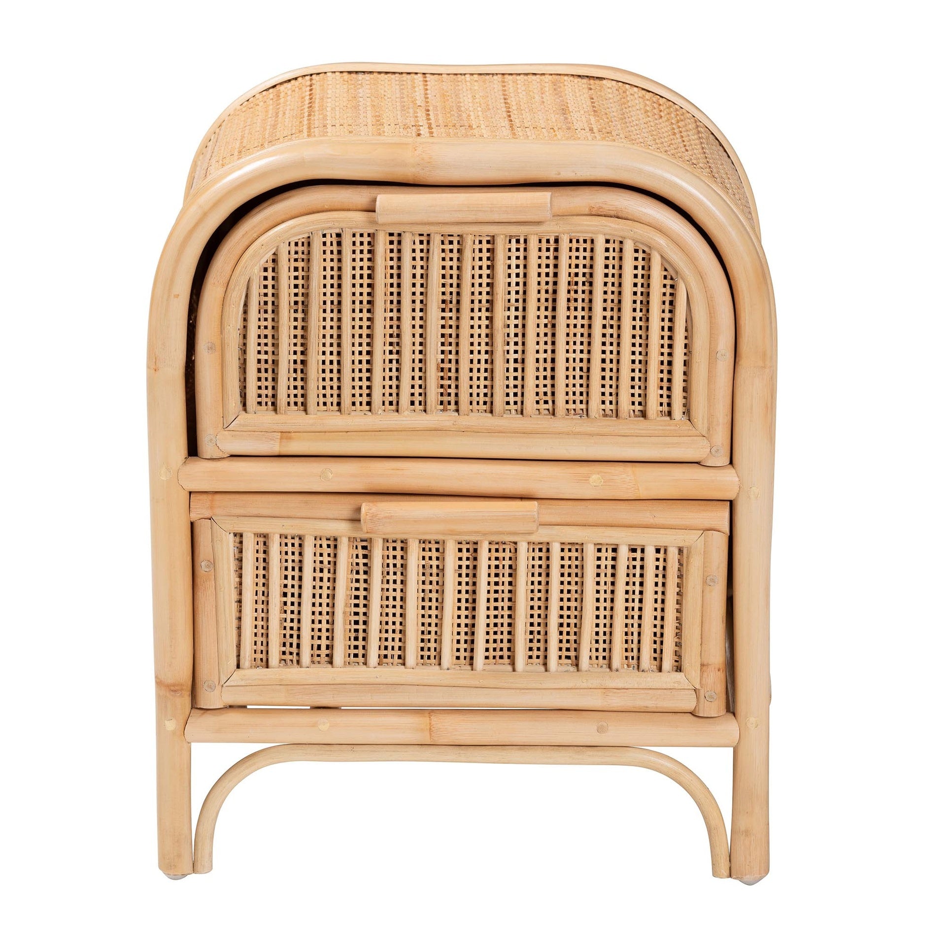 Bohemian Natural Rattan 2-Drawer Nightstand