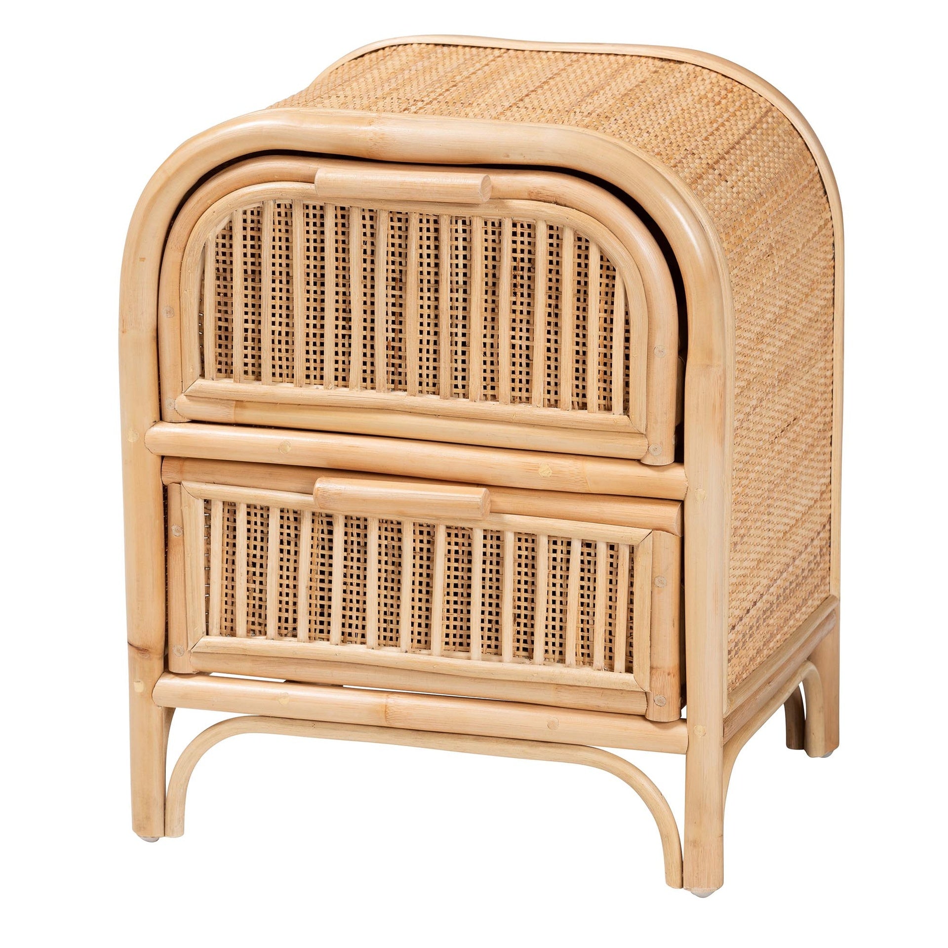 Bohemian Natural Rattan 2-Drawer Nightstand