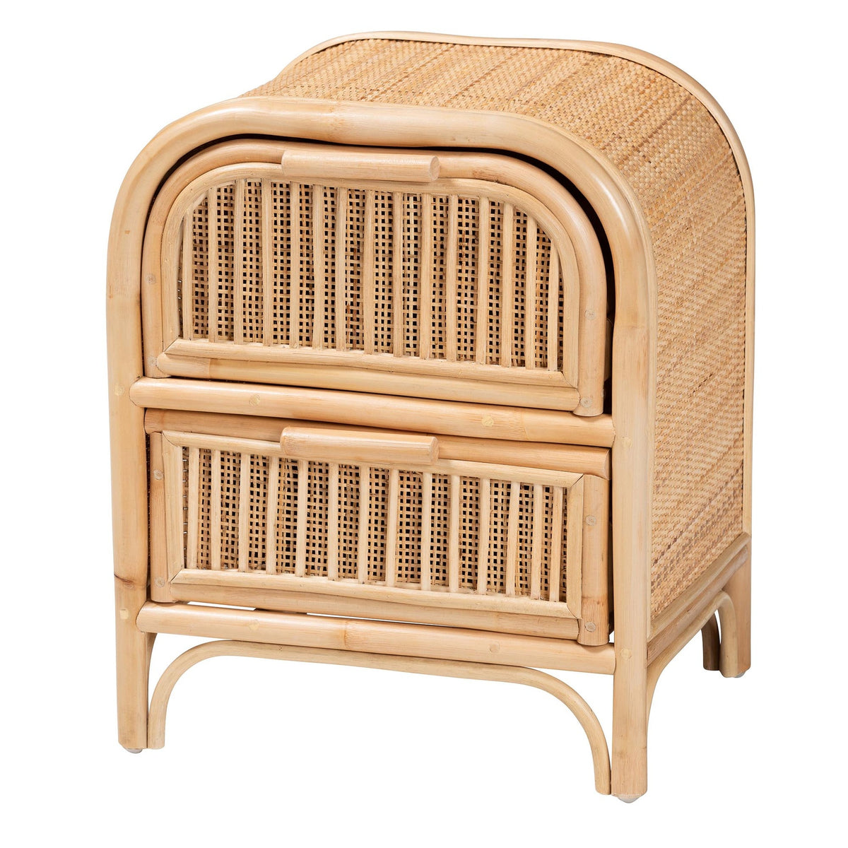 Bohemian Natural Rattan 2-Drawer Nightstand