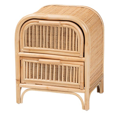 Bohemian Natural Rattan 2-Drawer Nightstand