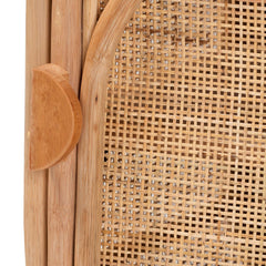 Bohemian Natural Rattan and Mahogany Wood Nightstand