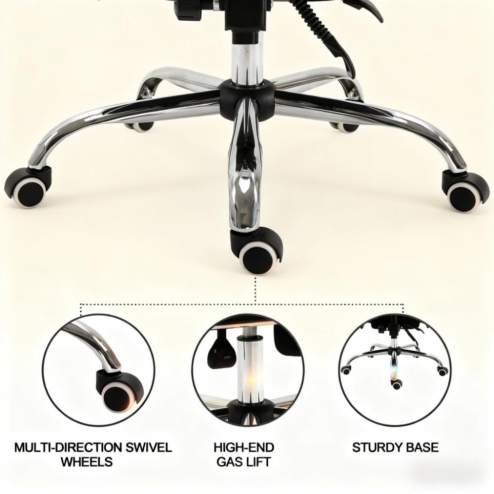 High Back Mesh Office Chair Swivel Reclining Computer Desk Chair with Retractable Footrest,Headrest,Padded Armrest