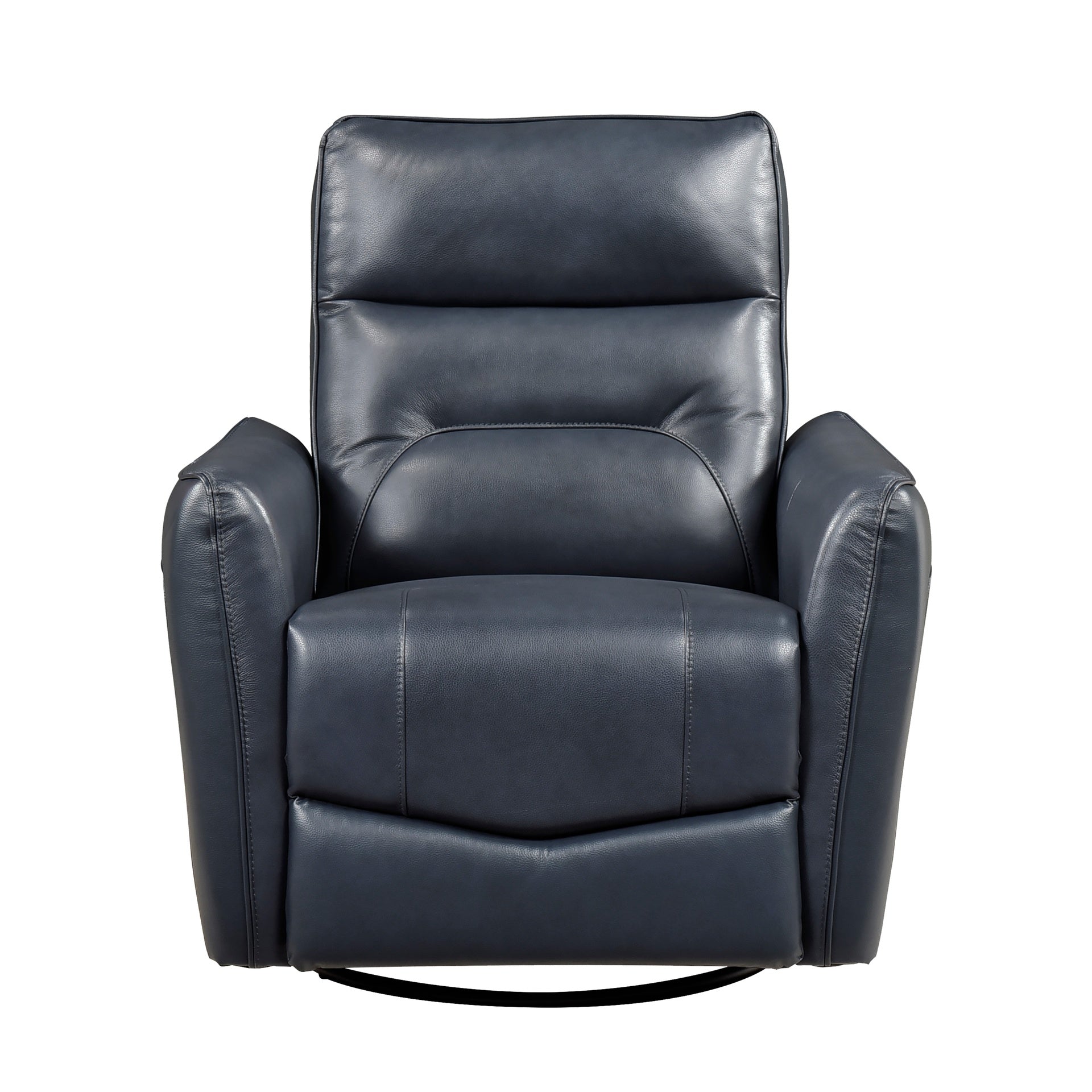 1pc Recliner Chair with Swivel Motion Luxurious Comfort Blue Leather Upholstered Solid Wood Living Room Furniture