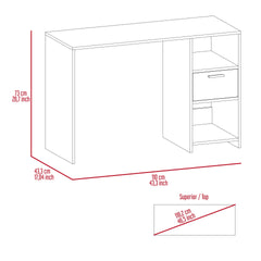 Omma Computer Desk, One Drawer, Two Shelves