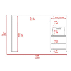 Omma Computer Desk, One Drawer, Two Shelves