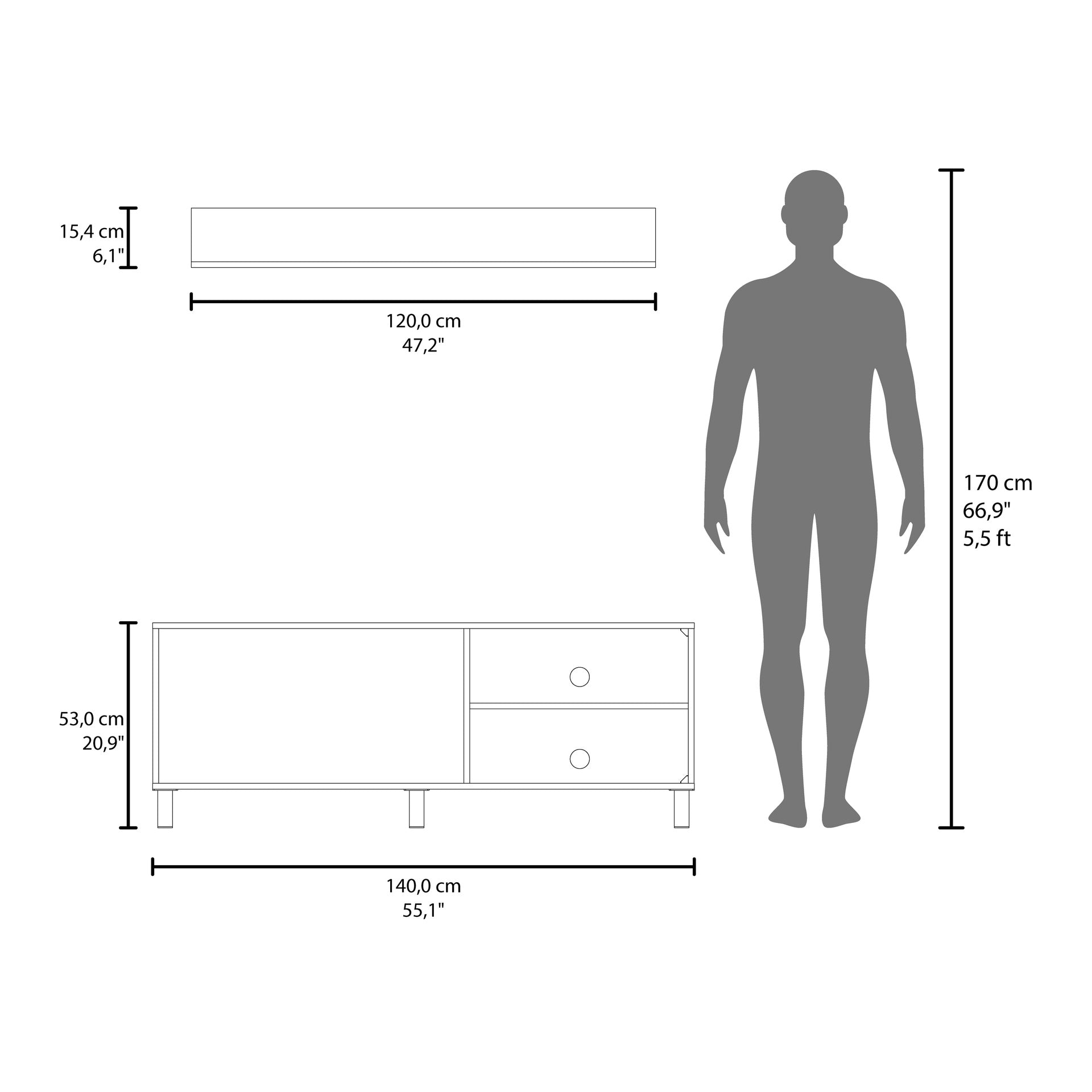 Bryce Tv Stand Two Doors, Open Shelves And Spacious Top Surface, Modern Entertainment Unit, White