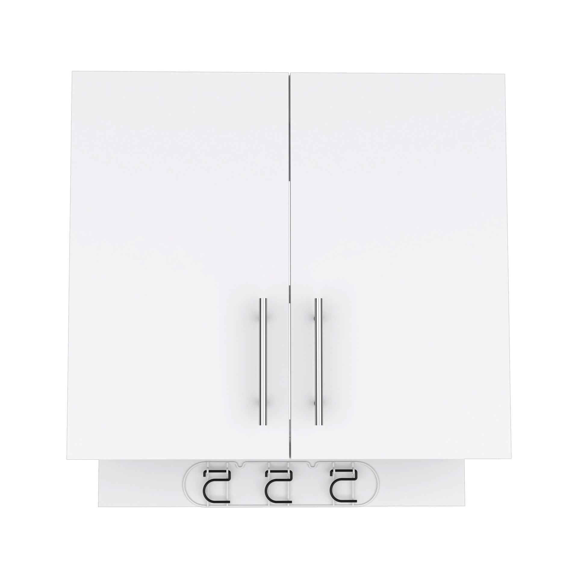 Kymo Wall Storage Cabinet, 2 Doors, Broom Hangers -White