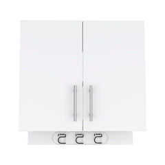 Kymo Wall Storage Cabinet, 2 Doors, Broom Hangers -White