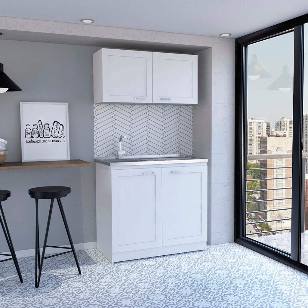 Zurich Cabinet Set, Two Shelves -White